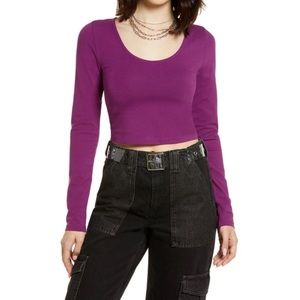 BP | Crop Long Sleeve Scoop Neck T-Shirt NWT
